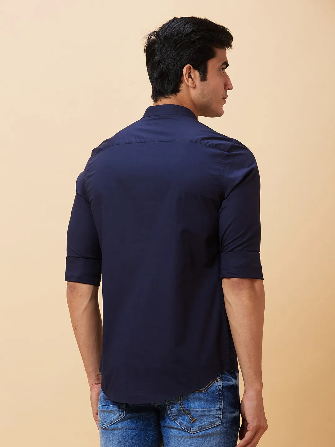 Navy Slim Fit Regular Collar Mens' Shirt by Being Human Clothing