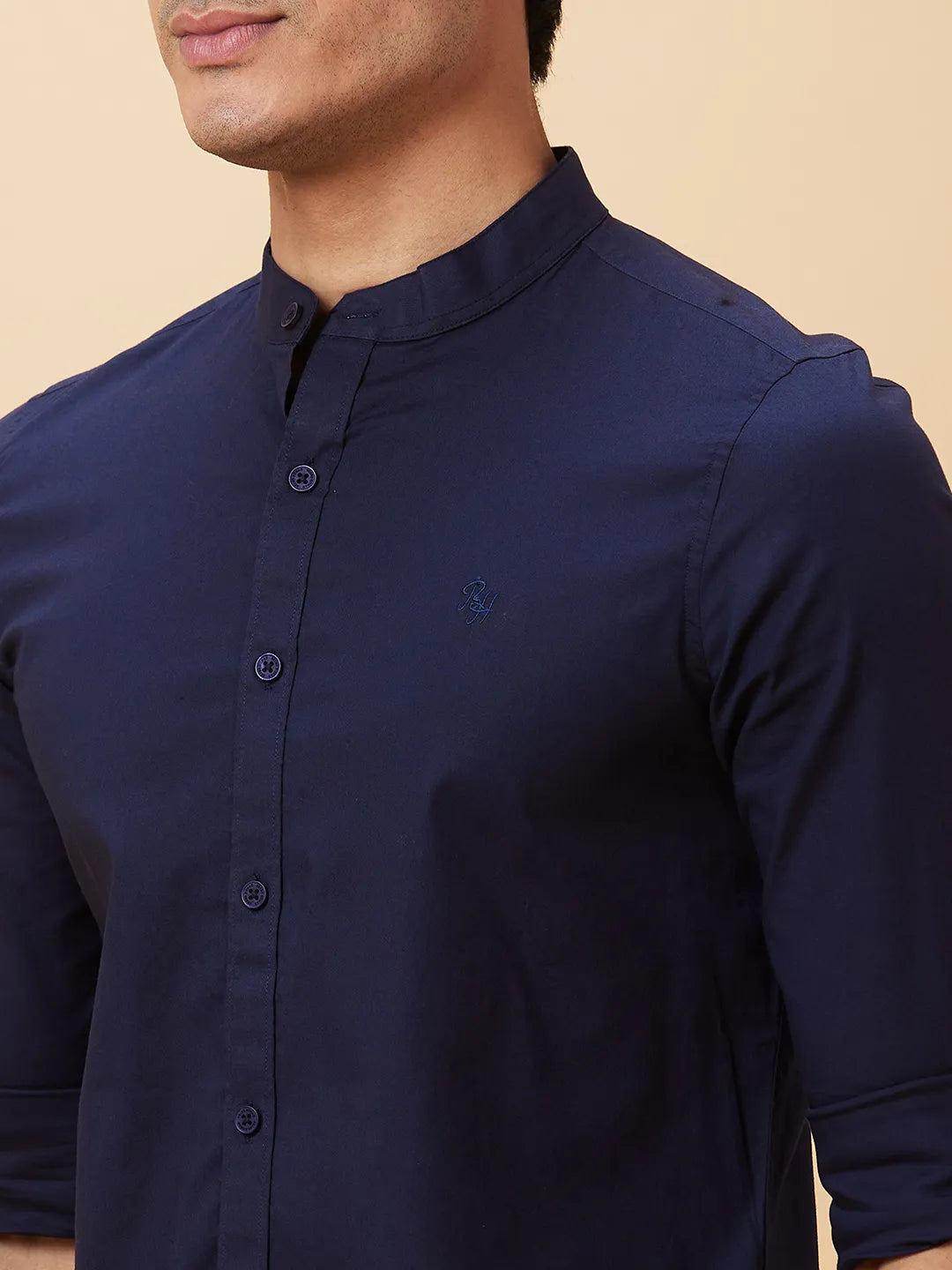 Navy Slim Fit Regular Collar Mens' Shirt by Being Human Clothing