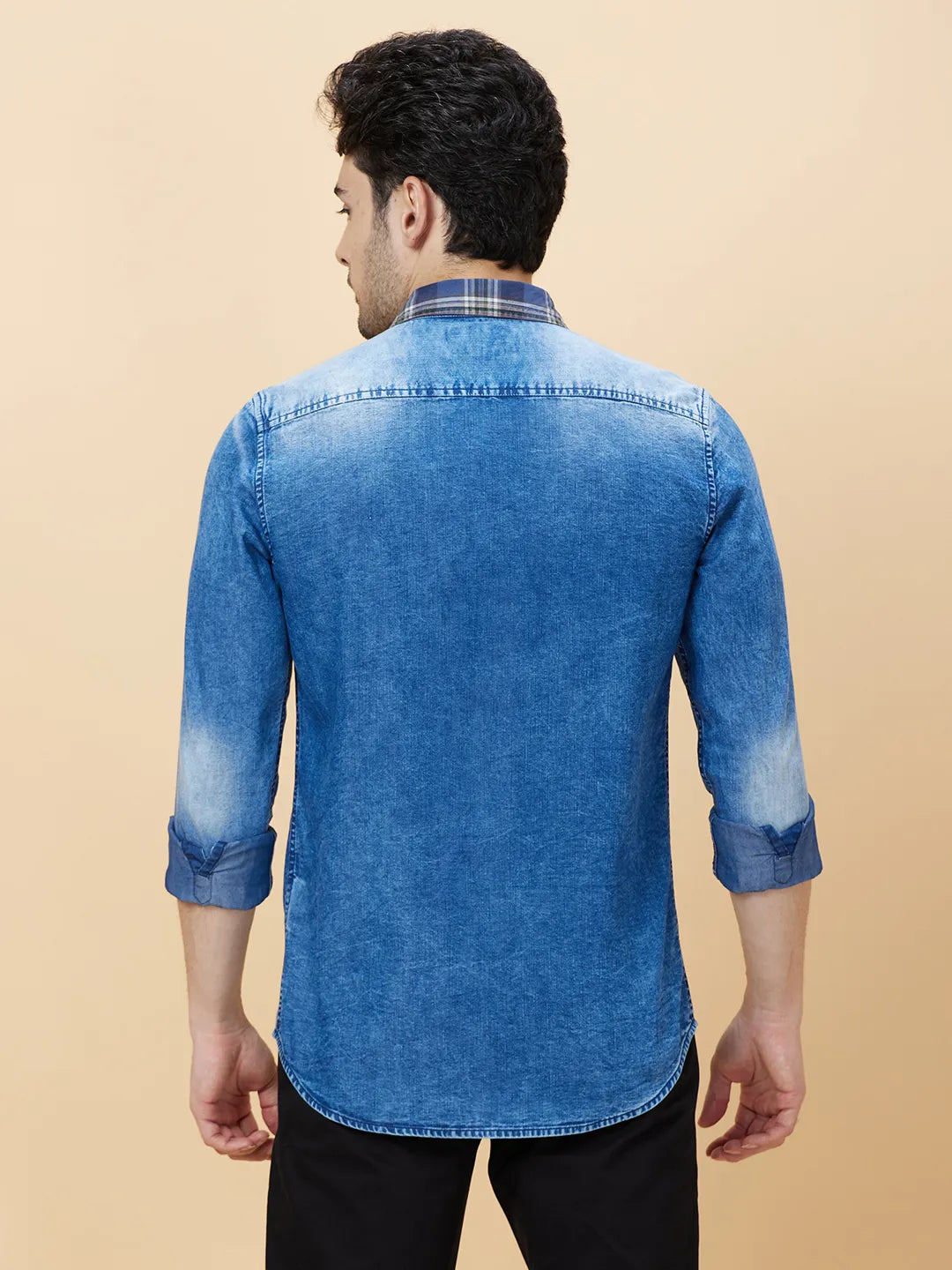 Being Human Clothing Men Slim Fit Shirts-Indigo