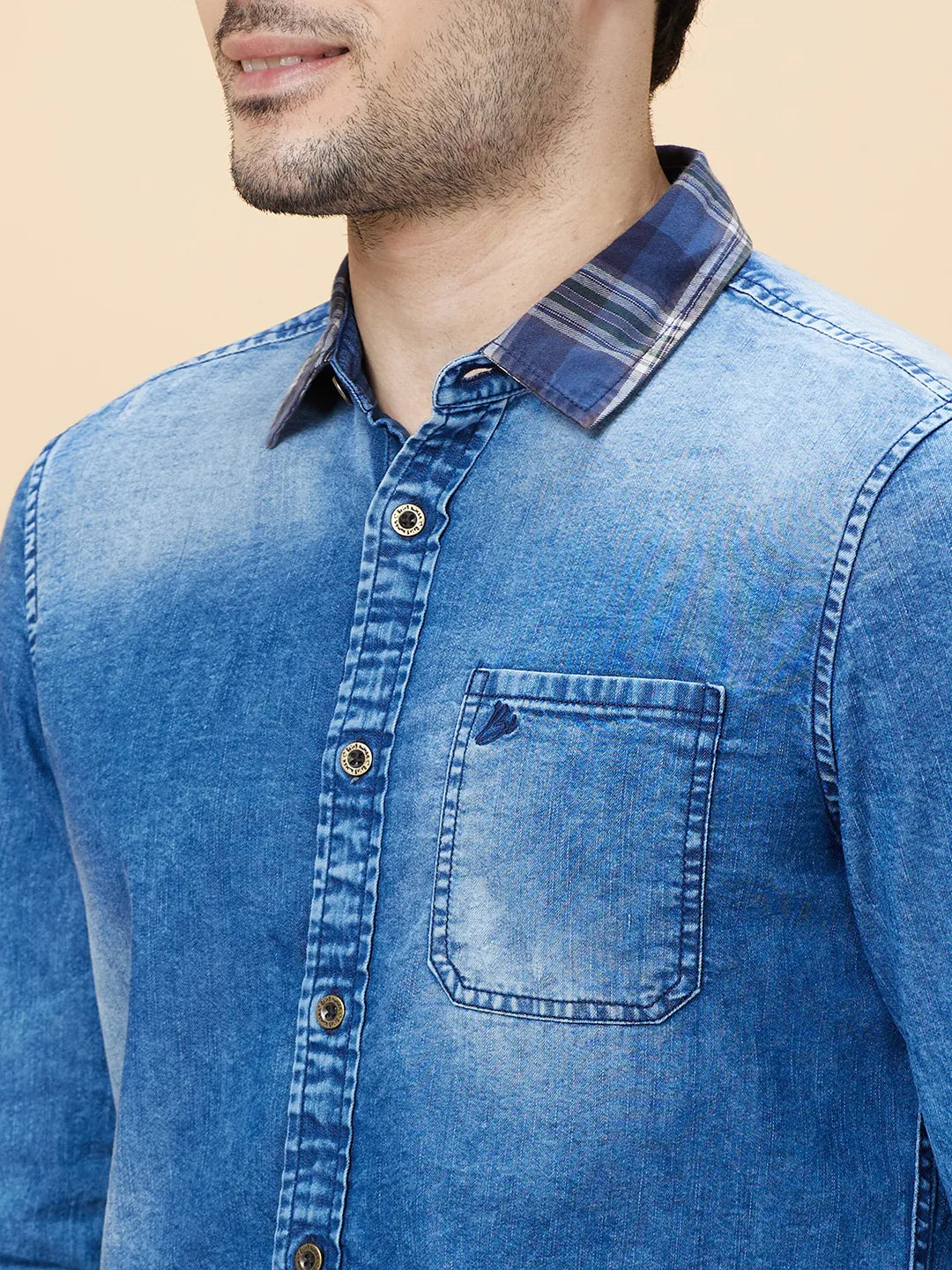 Being Human Clothing Men Slim Fit Shirts-Indigo