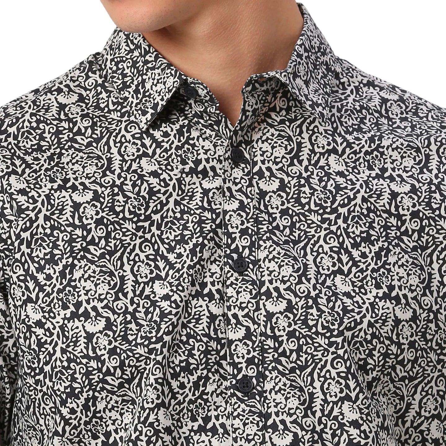 Black Slim Fit Regular Collar Men's Shirt by Being Human Clothing