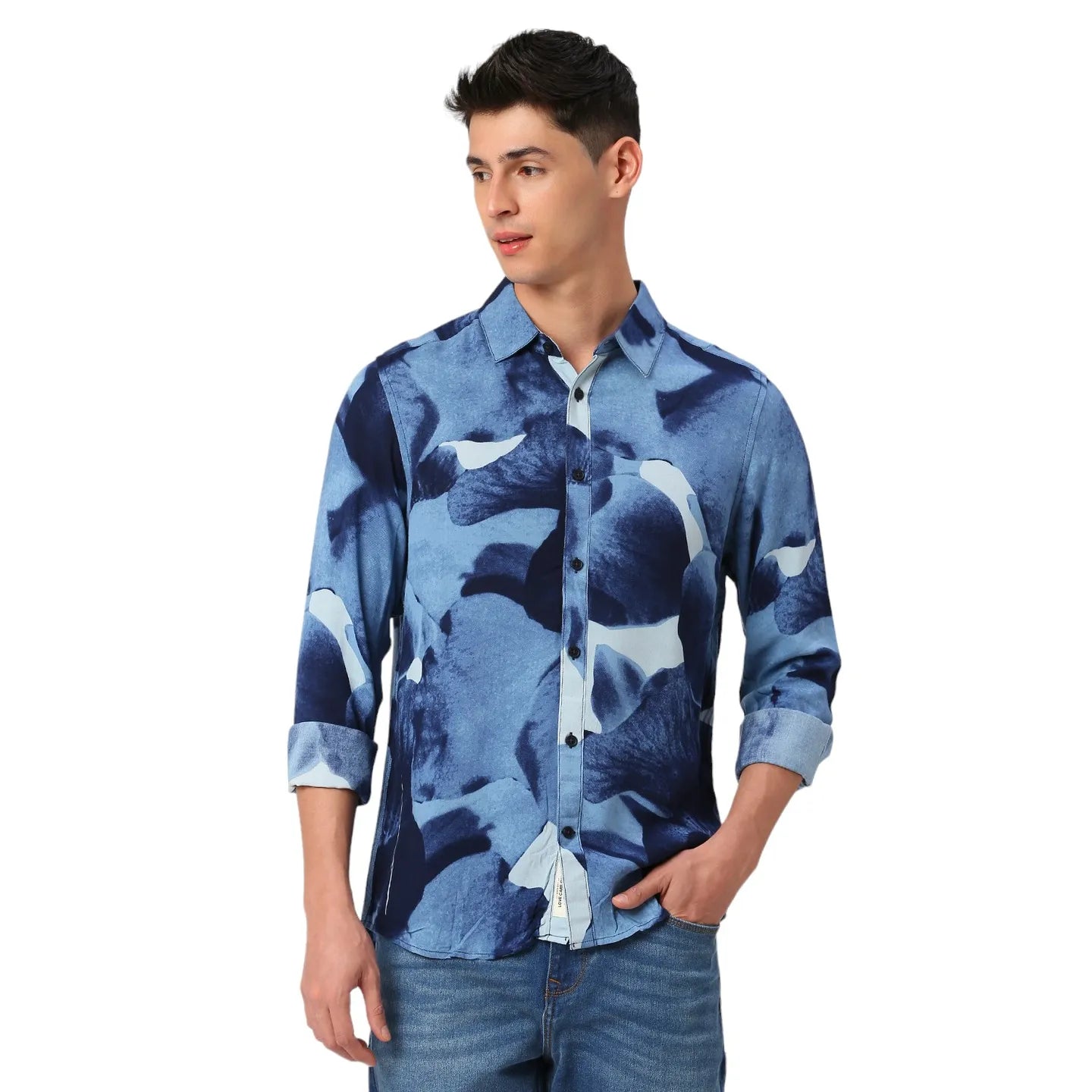 Off White Slim Fit Regular Collar Men's Shirt by Being Human Clothing