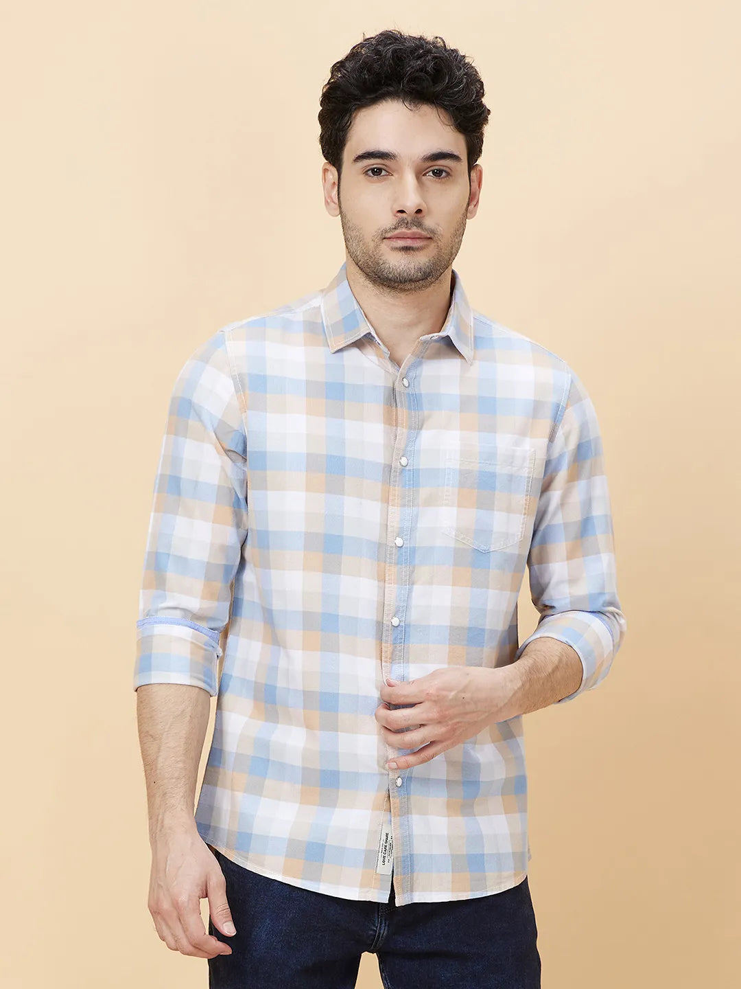 White Slim Fit Regular Collar Men's Shirt by Being Human Clothing