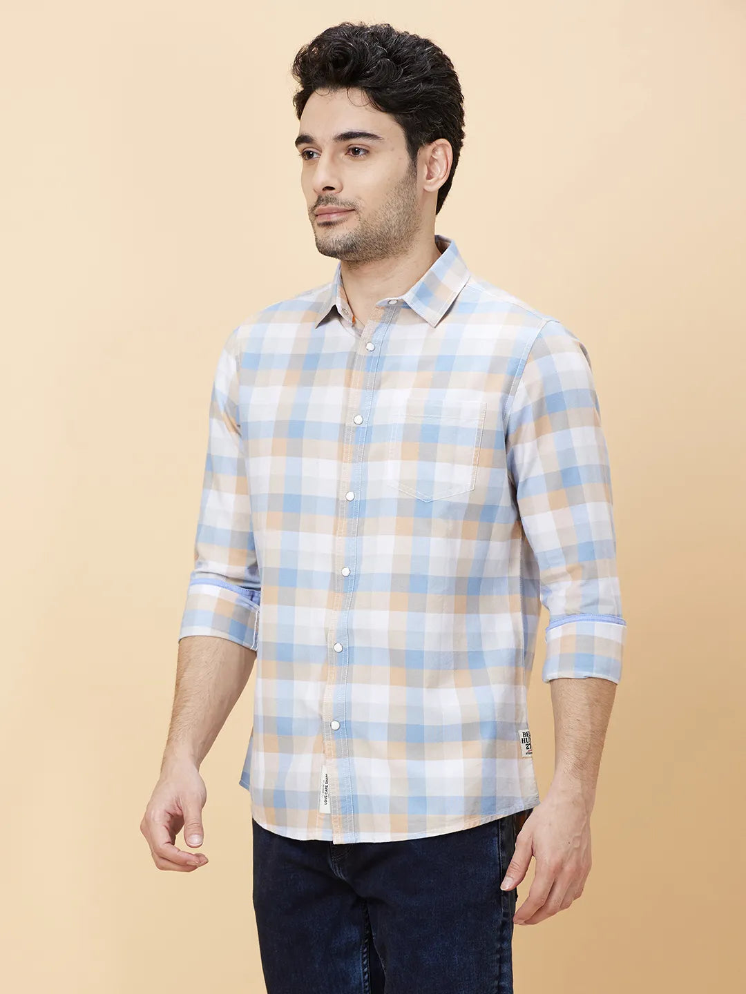 White Slim Fit Regular Collar Men's Shirt by Being Human Clothing