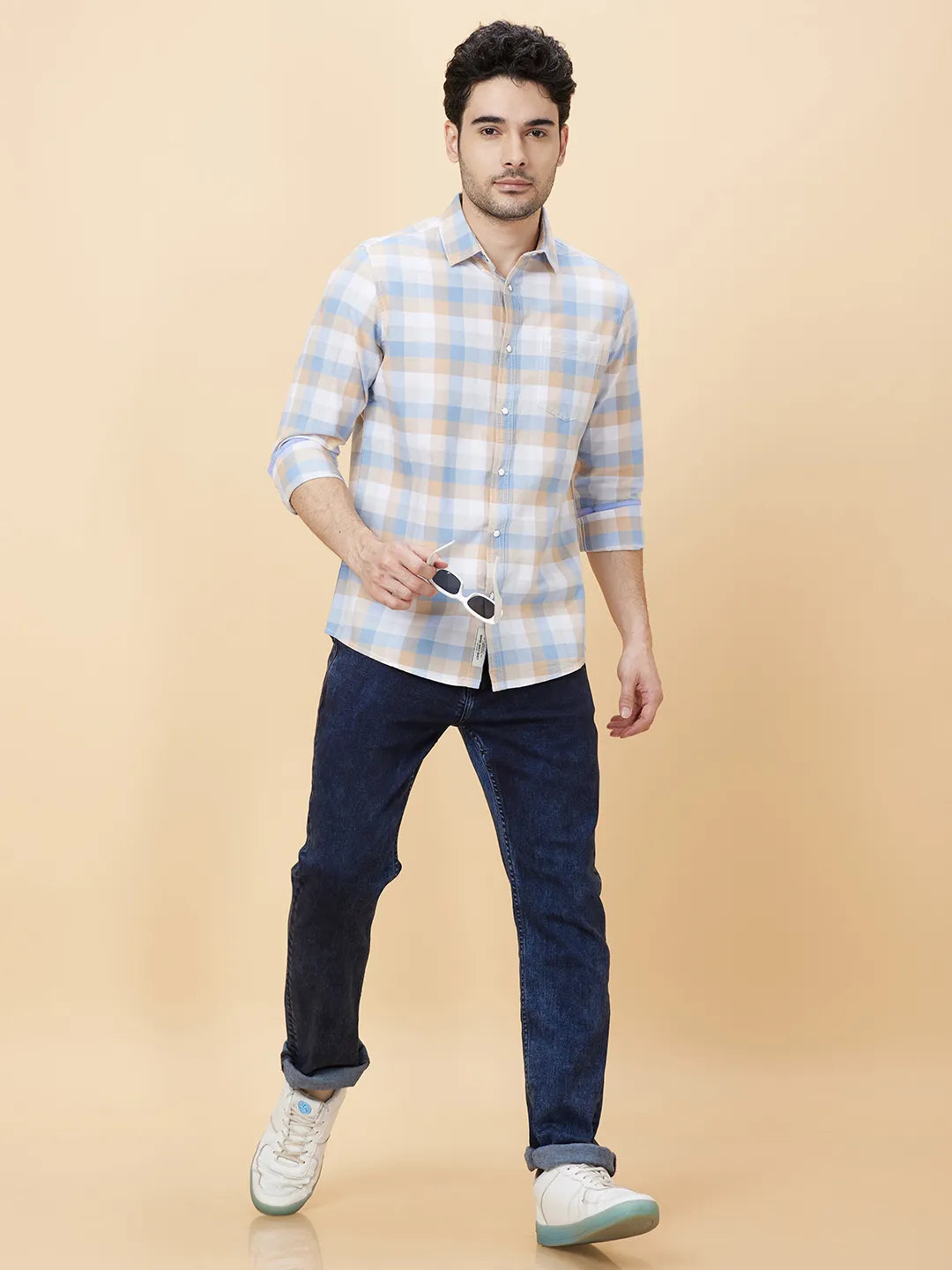 White Slim Fit Regular Collar Men's Shirt by Being Human Clothing