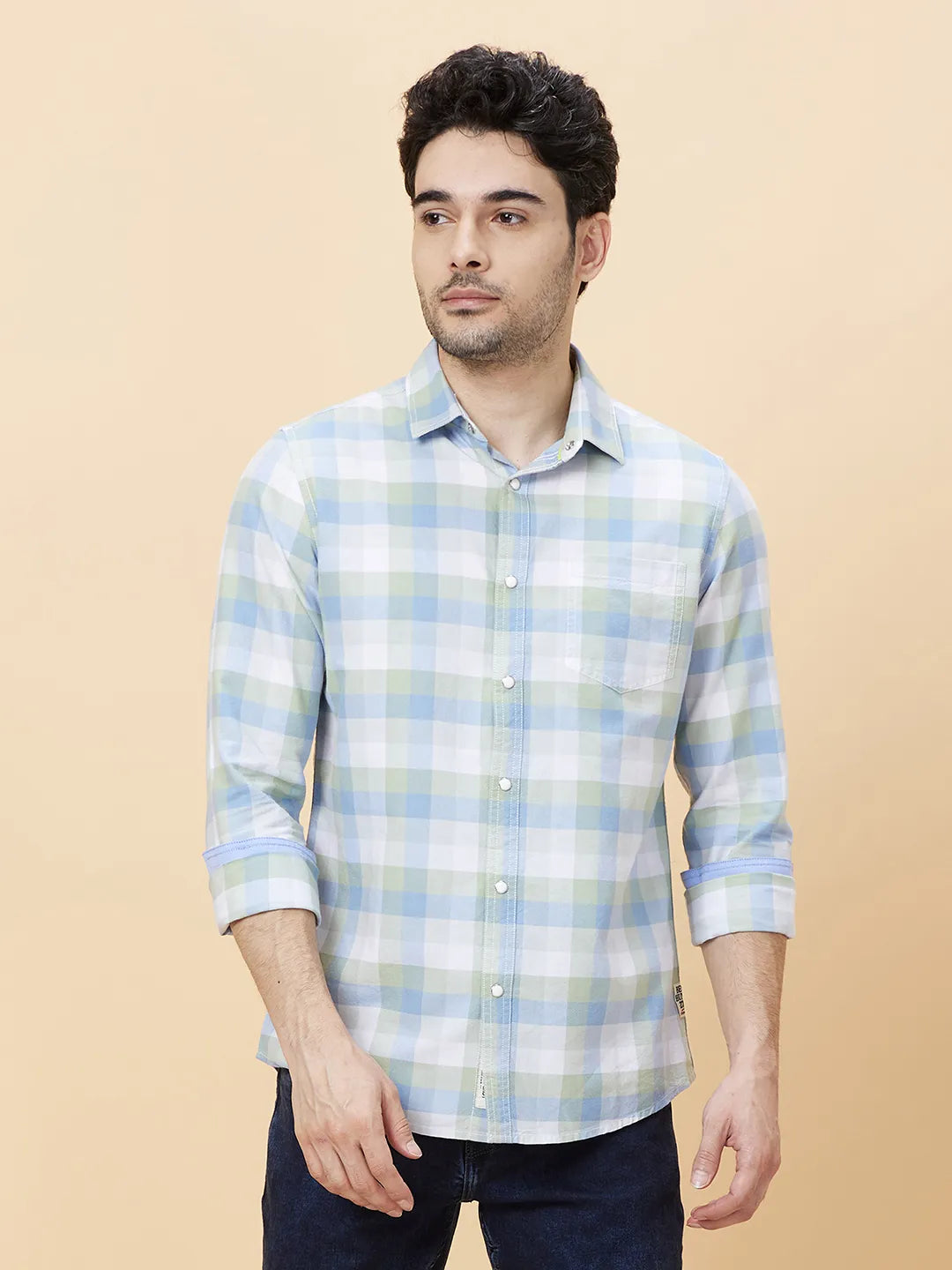 White Slim Fit Regular Collar Men's Shirt by Being Human Clothing