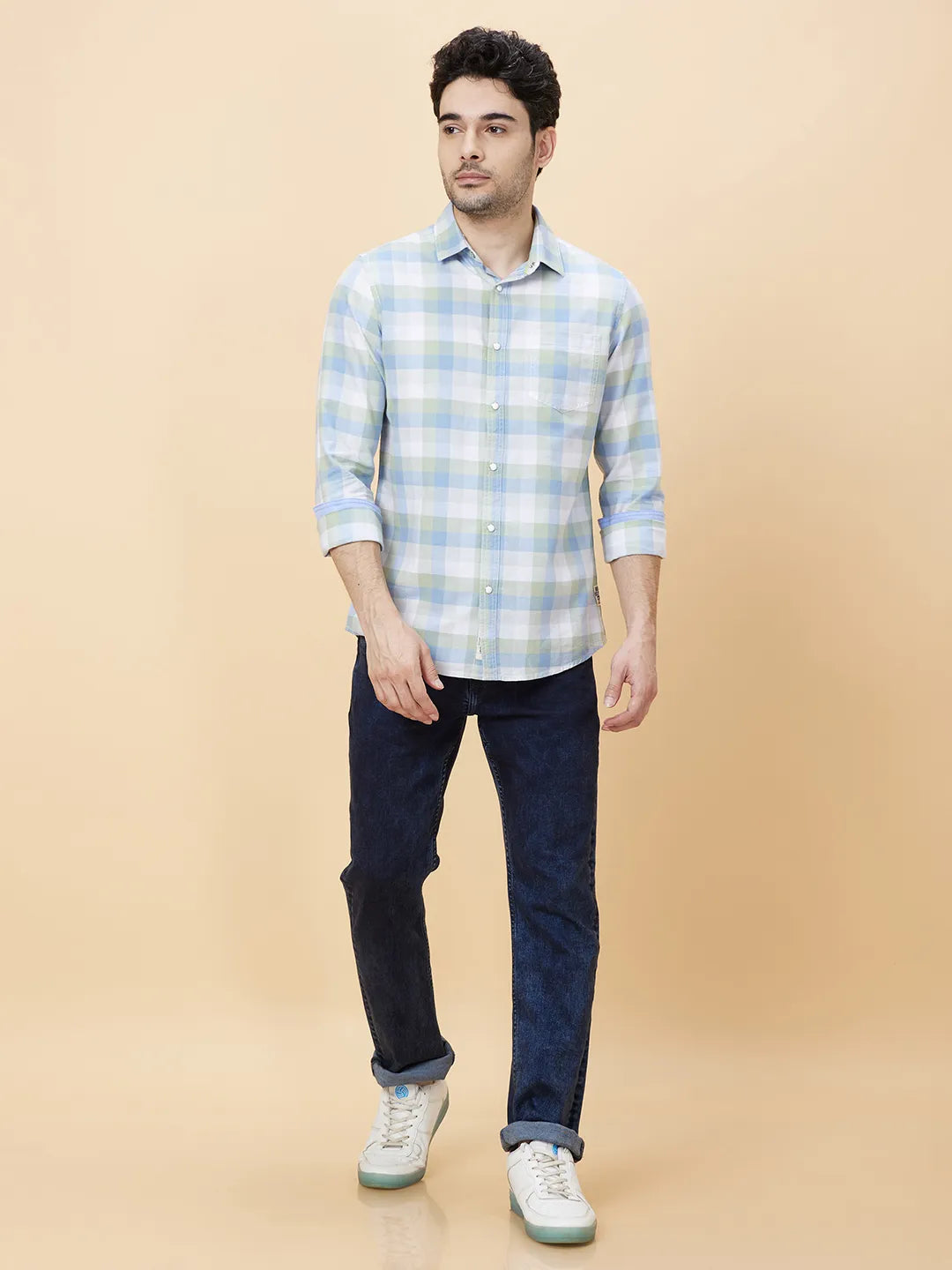 White Slim Fit Regular Collar Men's Shirt by Being Human Clothing