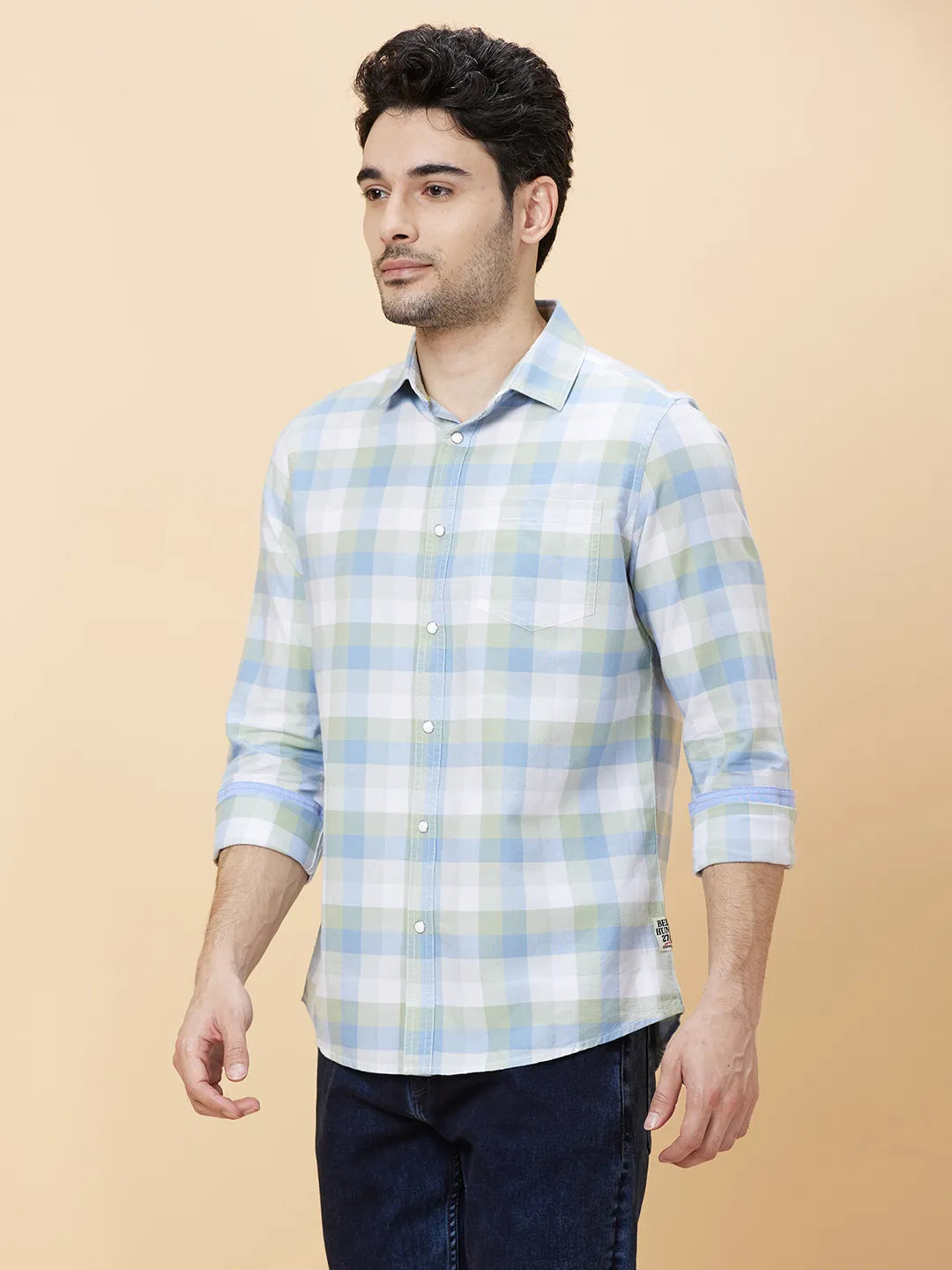 White Slim Fit Regular Collar Men's Shirt by Being Human Clothing