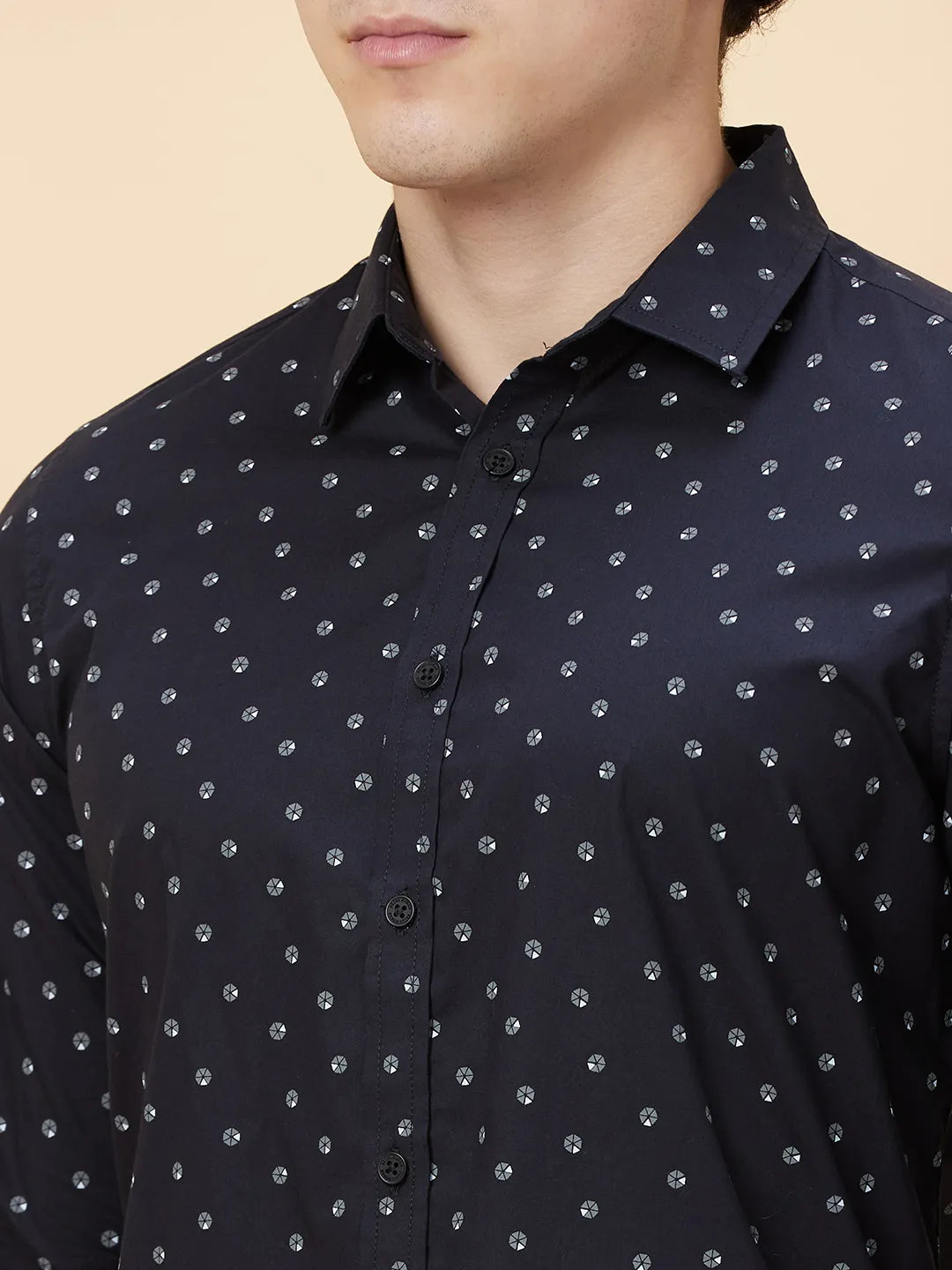 Black Slim Straight Fit Regular Collar Long Sleeves Men's Shirt by Being Human Clothing