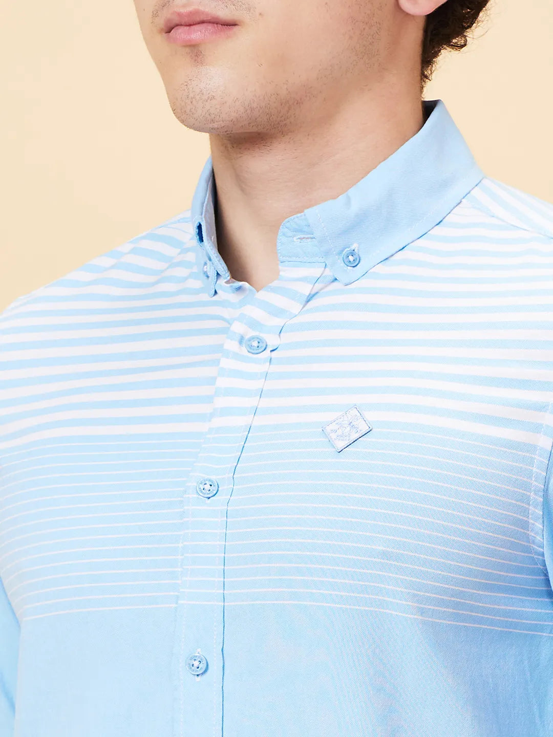 Blue Slim Fit Regular Collar Men's Shirt by Being Human Clothing