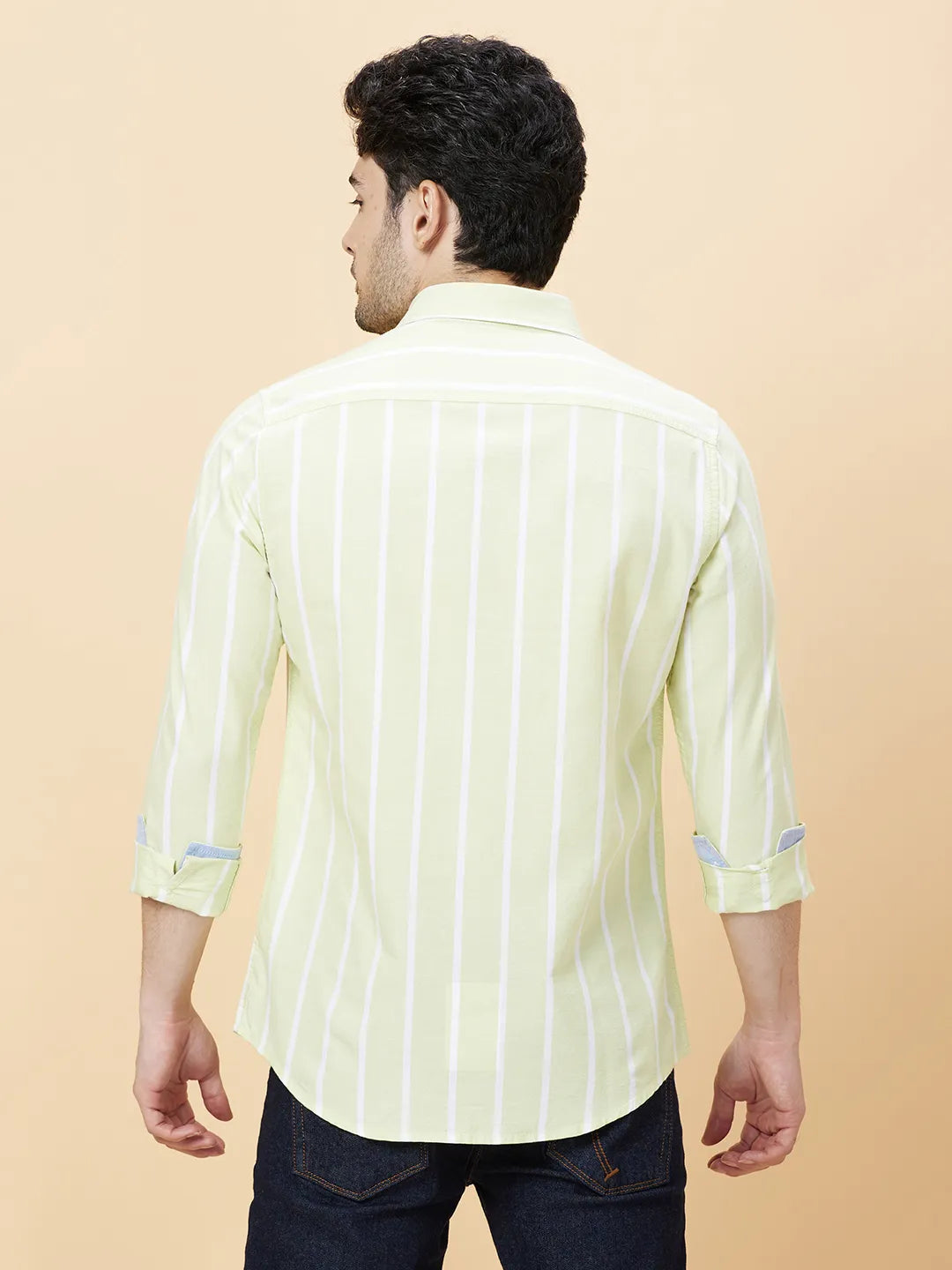 Green Slim Fit Regular Collar Men's Shirt by Being Human Clothing