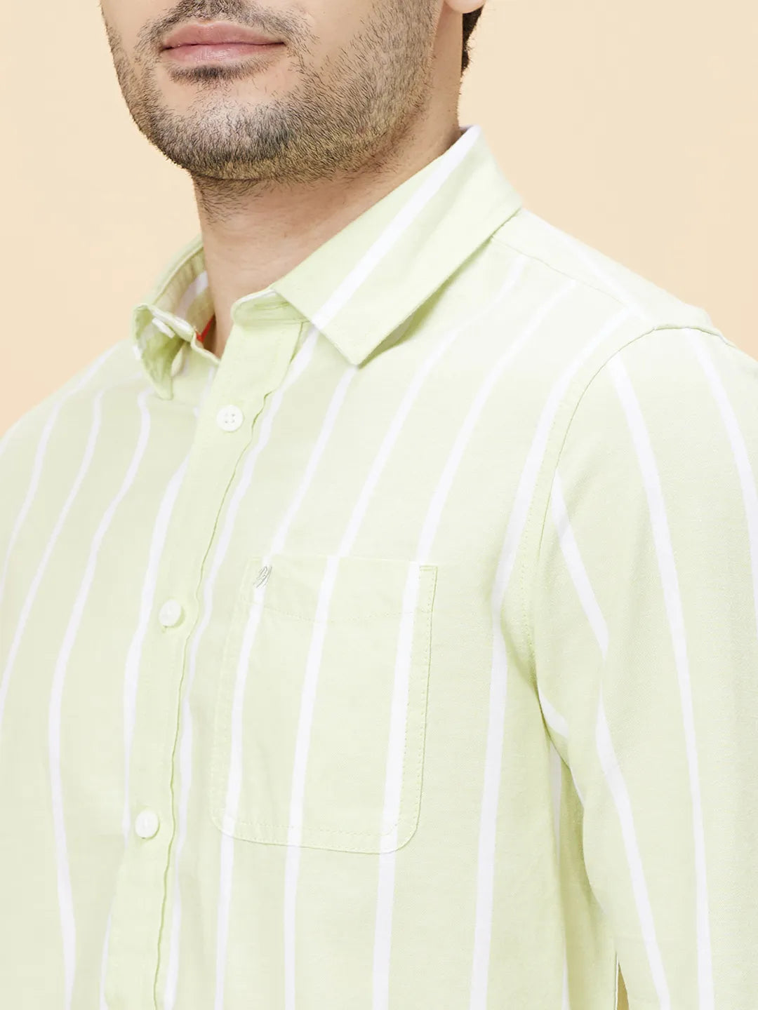 Green Slim Fit Regular Collar Men's Shirt by Being Human Clothing