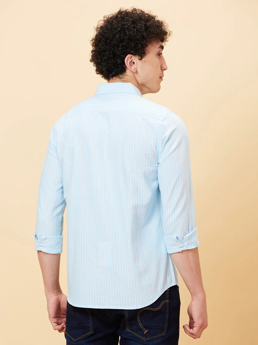 Blue Slim Fit Regular Collar Mens' Shirt by Being Human Clothing