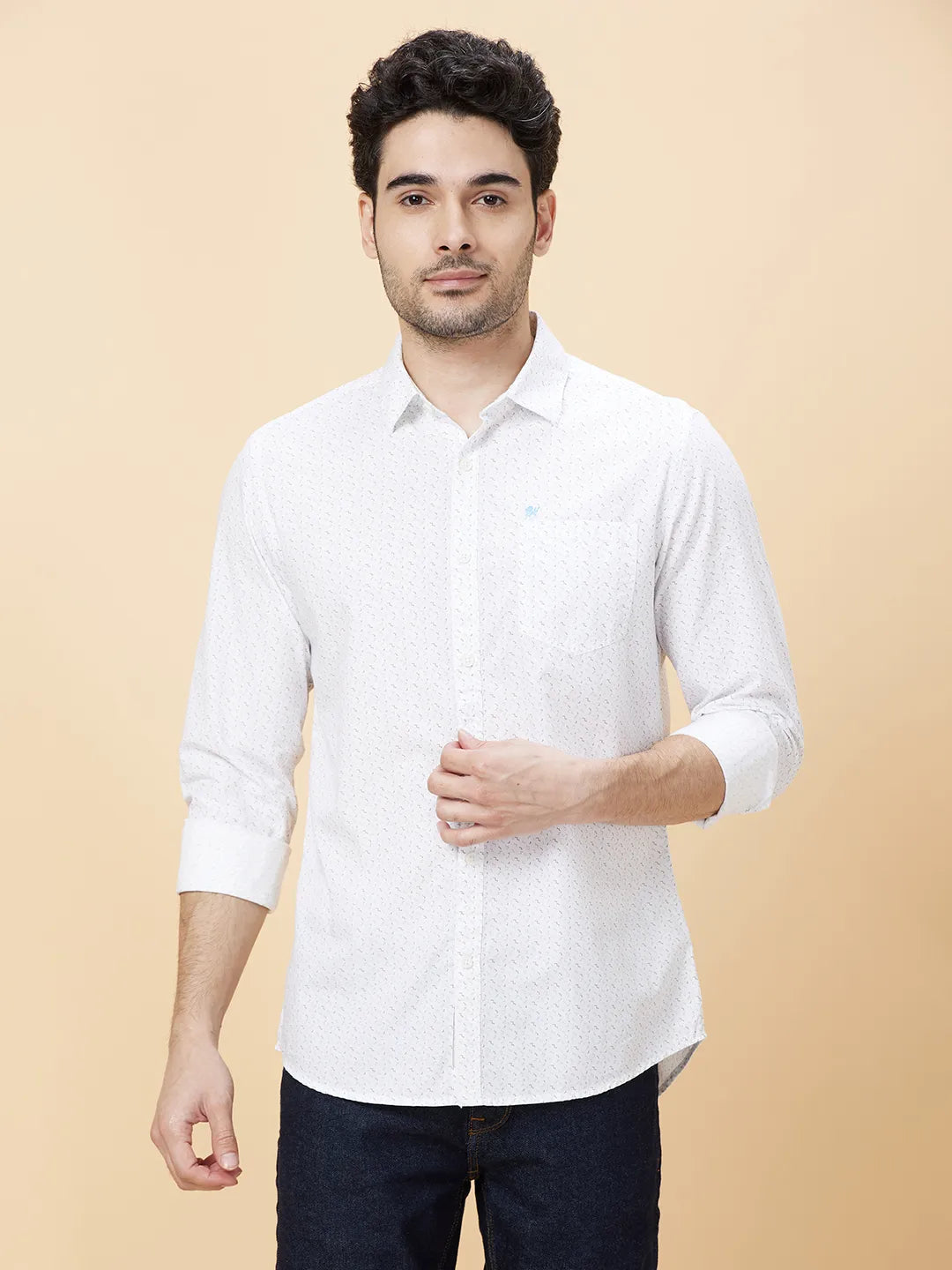 White Slim Fit Regular Collar Men's Shirt by Being Human Clothing