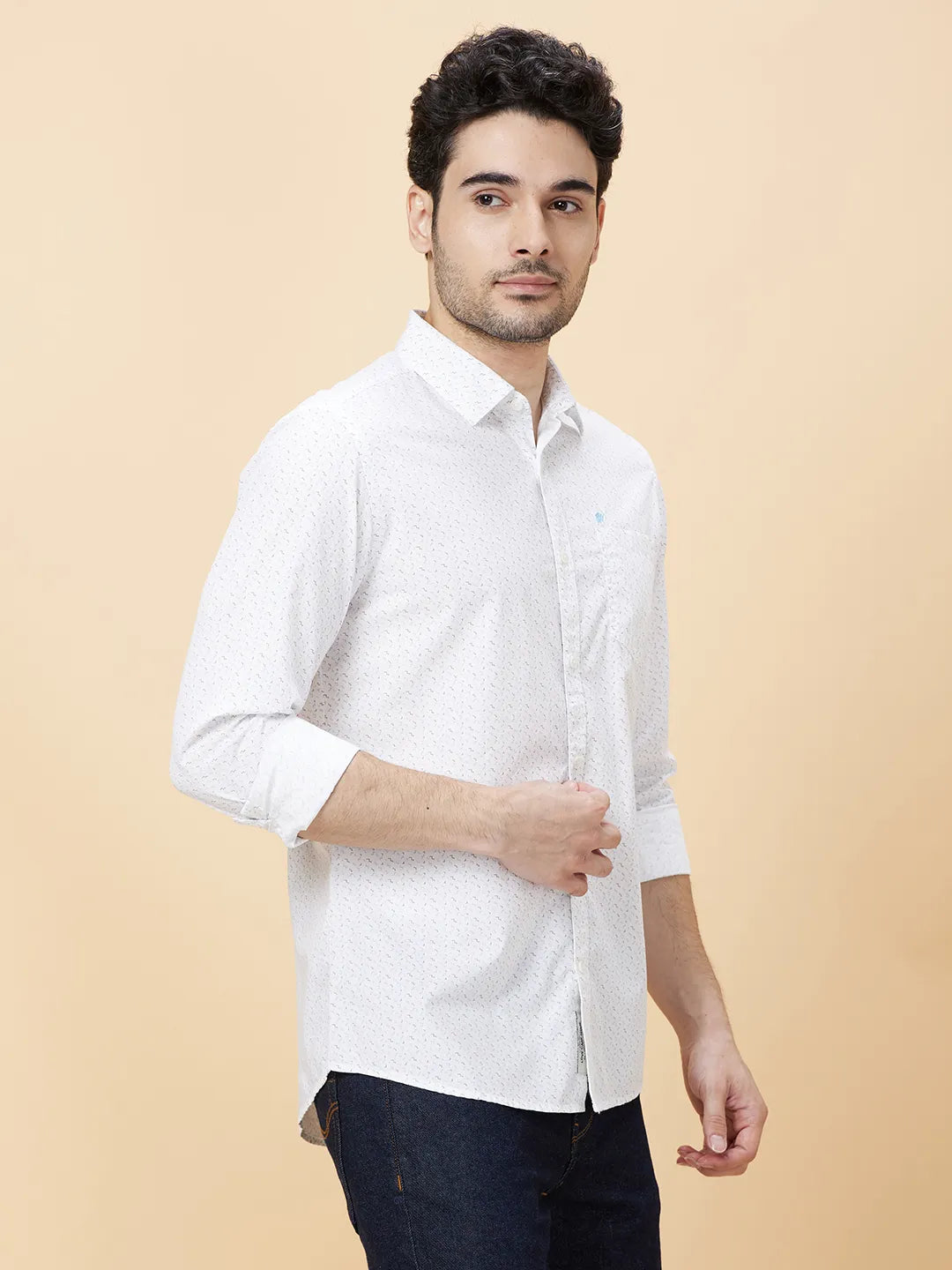 White Slim Fit Regular Collar Men's Shirt by Being Human Clothing