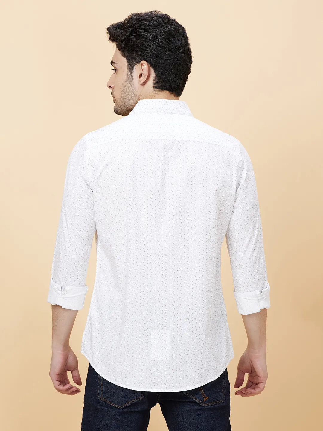 White Slim Fit Regular Collar Men's Shirt by Being Human Clothing