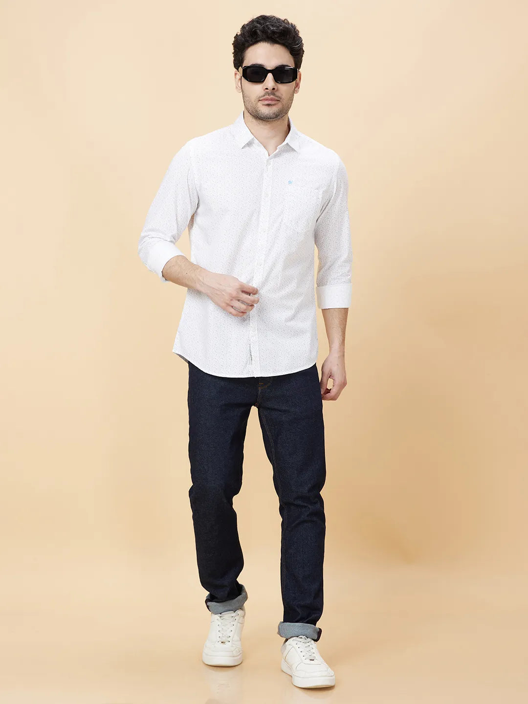 White Slim Fit Regular Collar Men's Shirt by Being Human Clothing