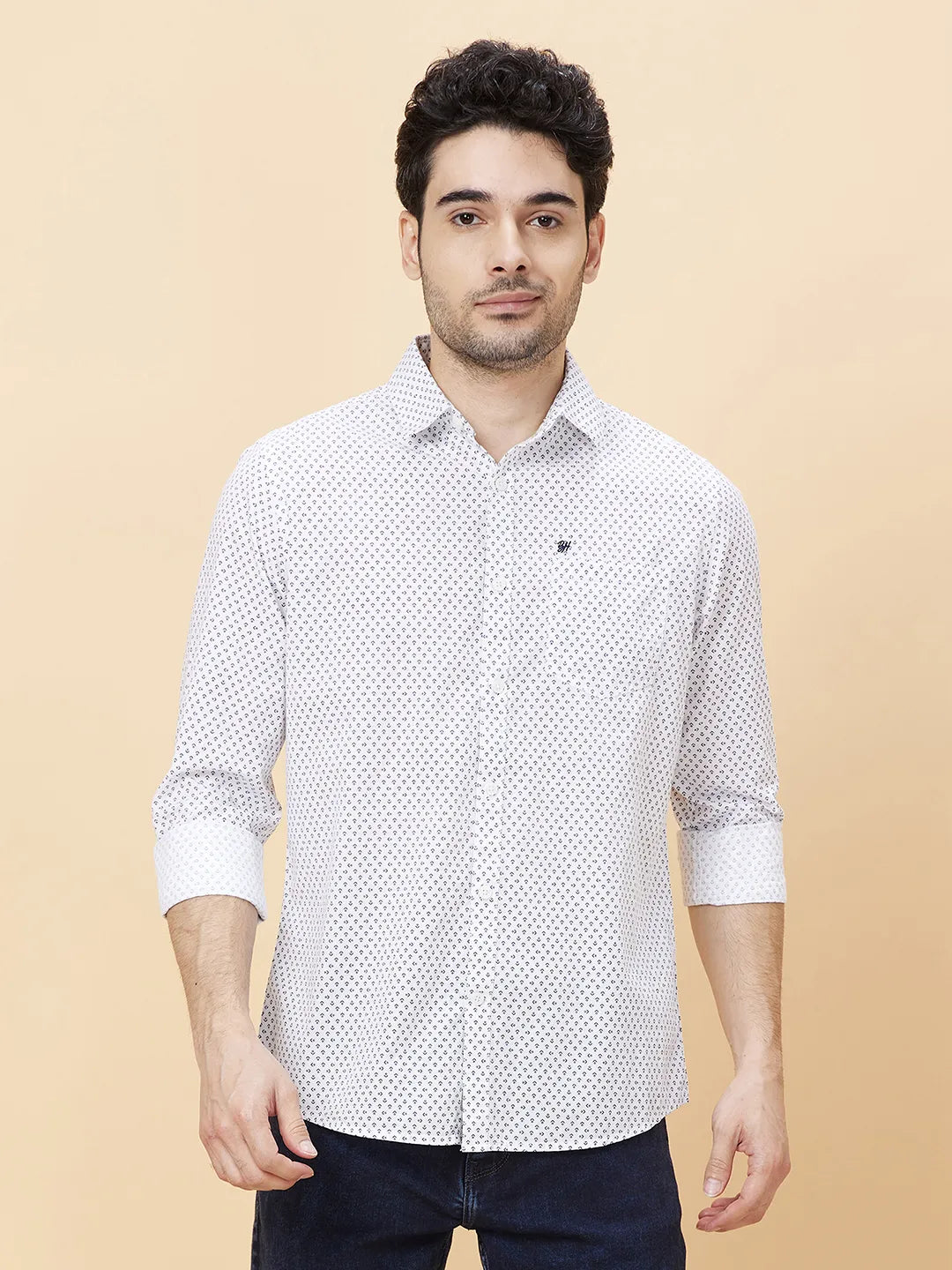 Navy Slim Fit Regular Collar Men's Shirt by Being Human Clothing