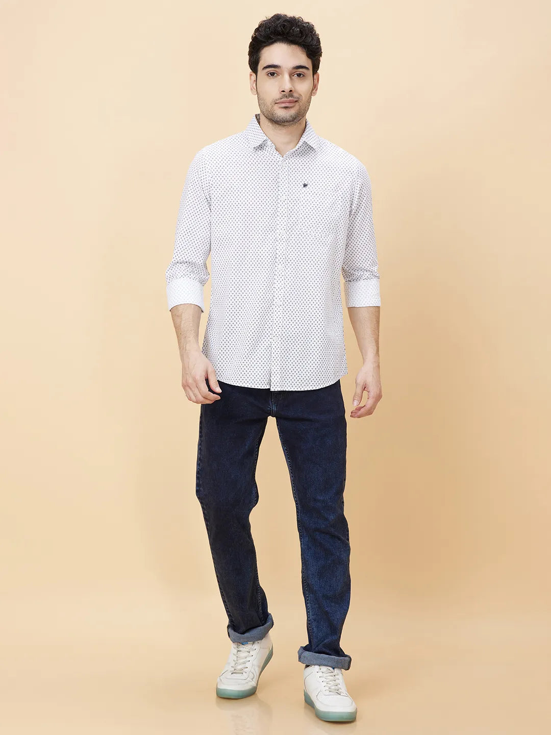 Navy Slim Fit Regular Collar Men's Shirt by Being Human Clothing