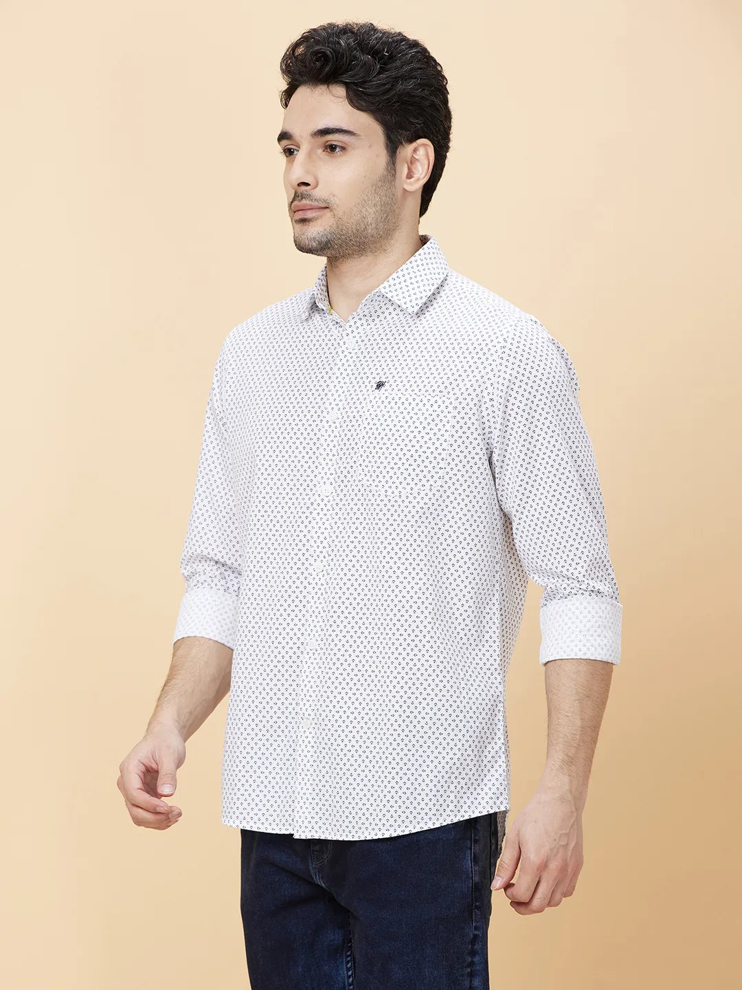 Navy Slim Fit Regular Collar Men's Shirt by Being Human Clothing