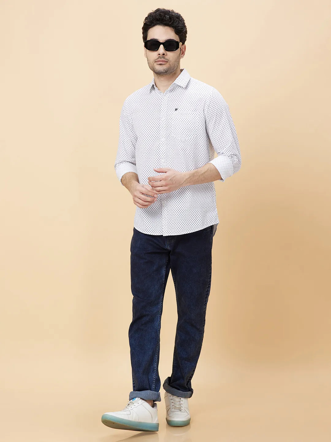 Navy Slim Fit Regular Collar Men's Shirt by Being Human Clothing