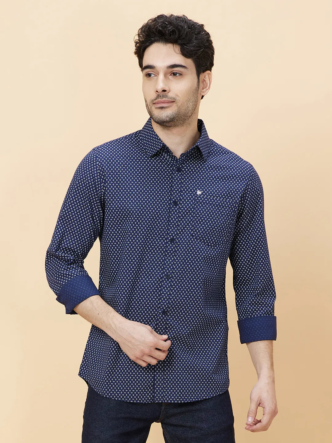 White Slim Fit Regular Collar Men's Shirt by Being Human Clothing