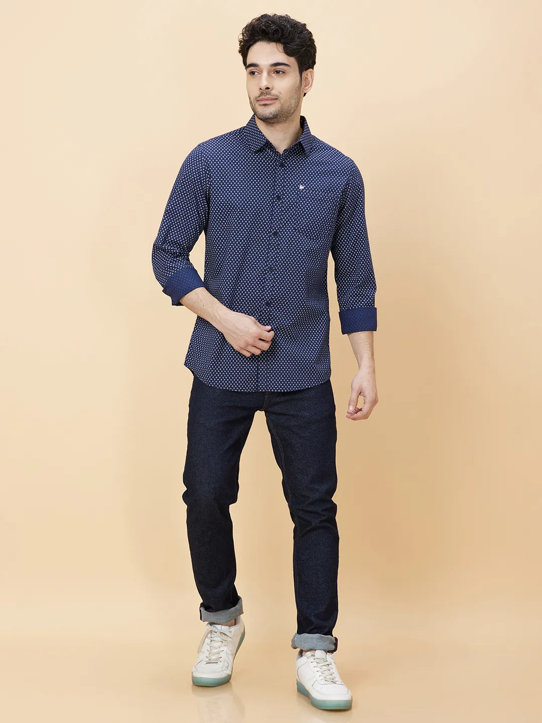 White Slim Fit Regular Collar Men's Shirt by Being Human Clothing