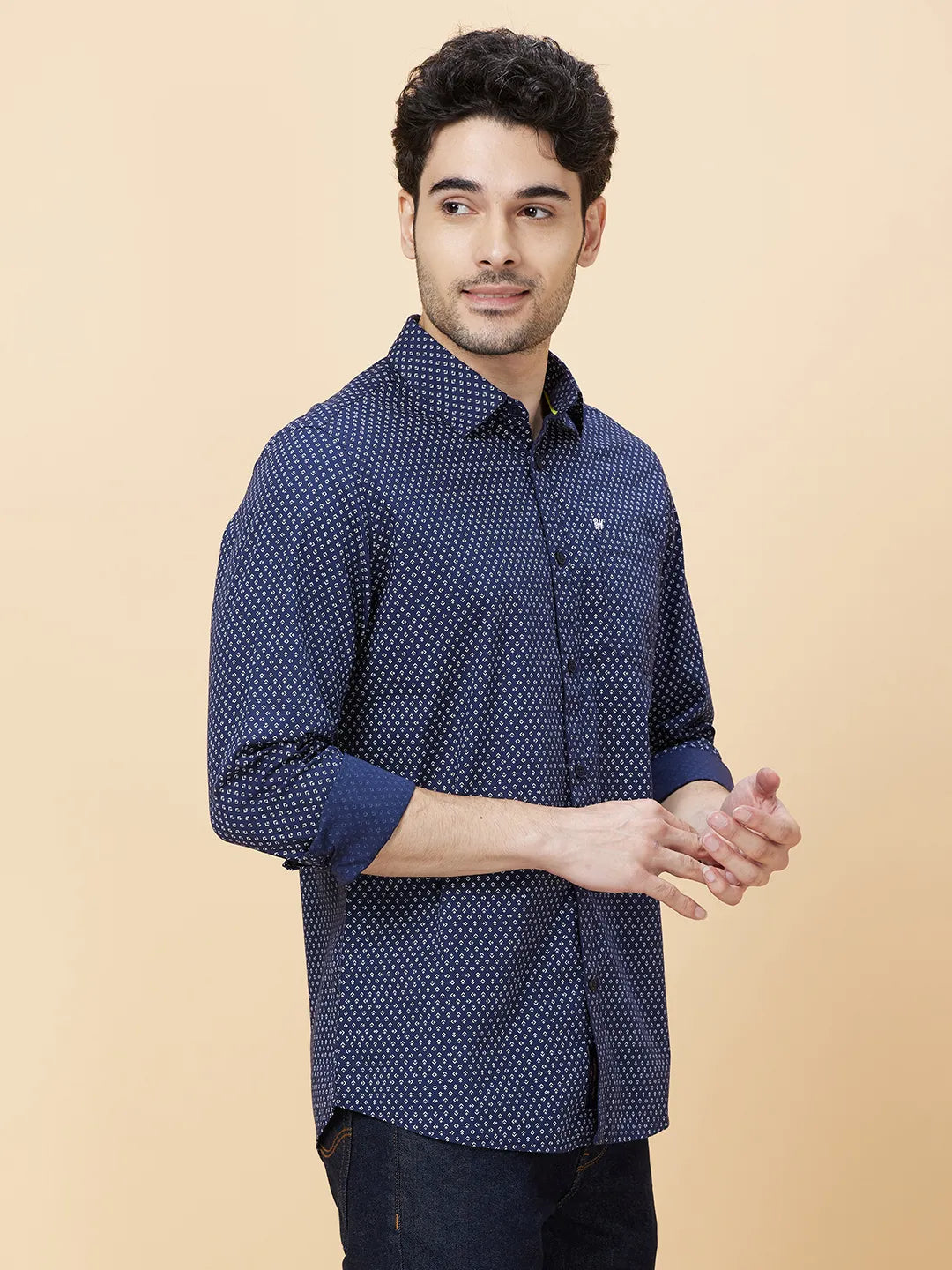 White Slim Fit Regular Collar Men's Shirt by Being Human Clothing