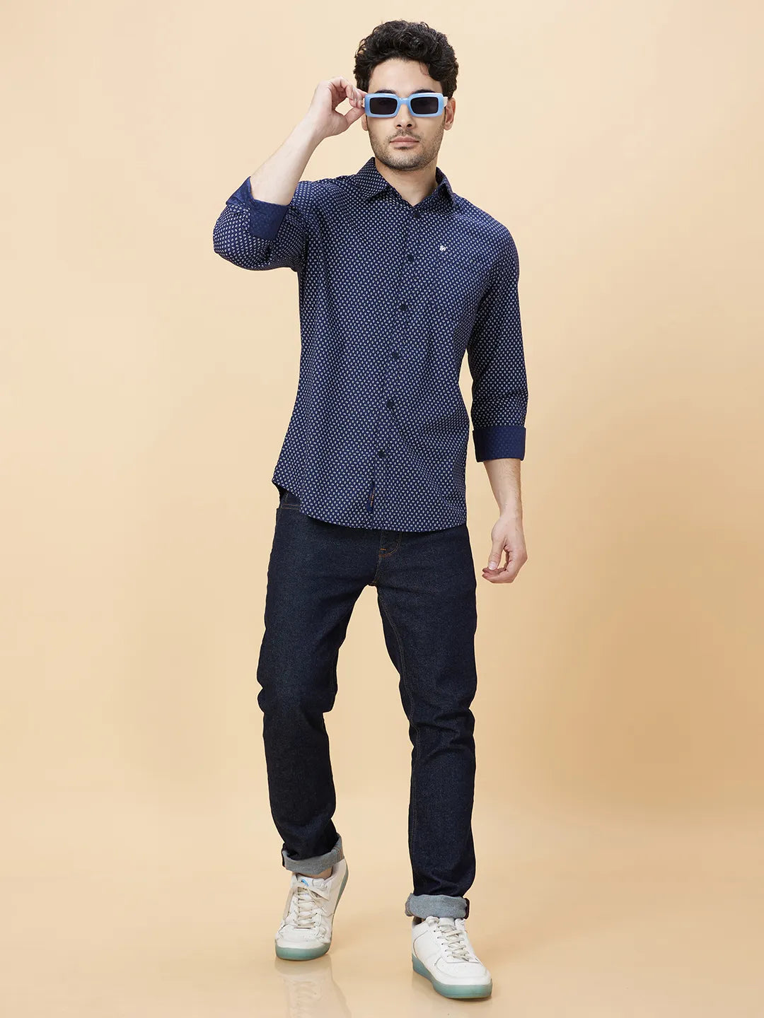 White Slim Fit Regular Collar Men's Shirt by Being Human Clothing