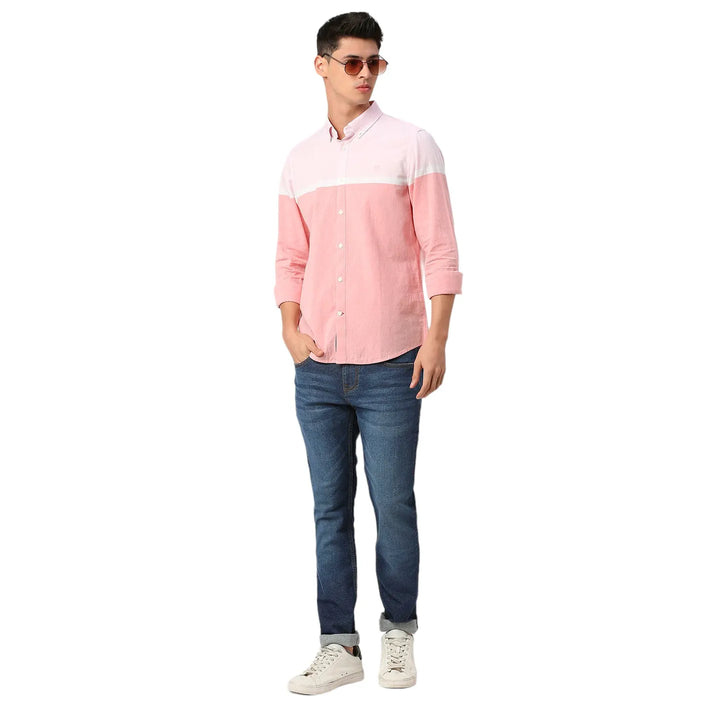 Pink Slim Fit Regular Collar Men's Shirt by Being Human Clothing