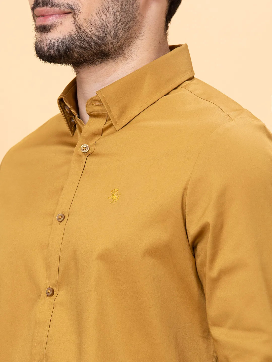 Brown Slim Straight Fit Regular Collar Long Sleeves Men's Shirt by Being Human Clothing