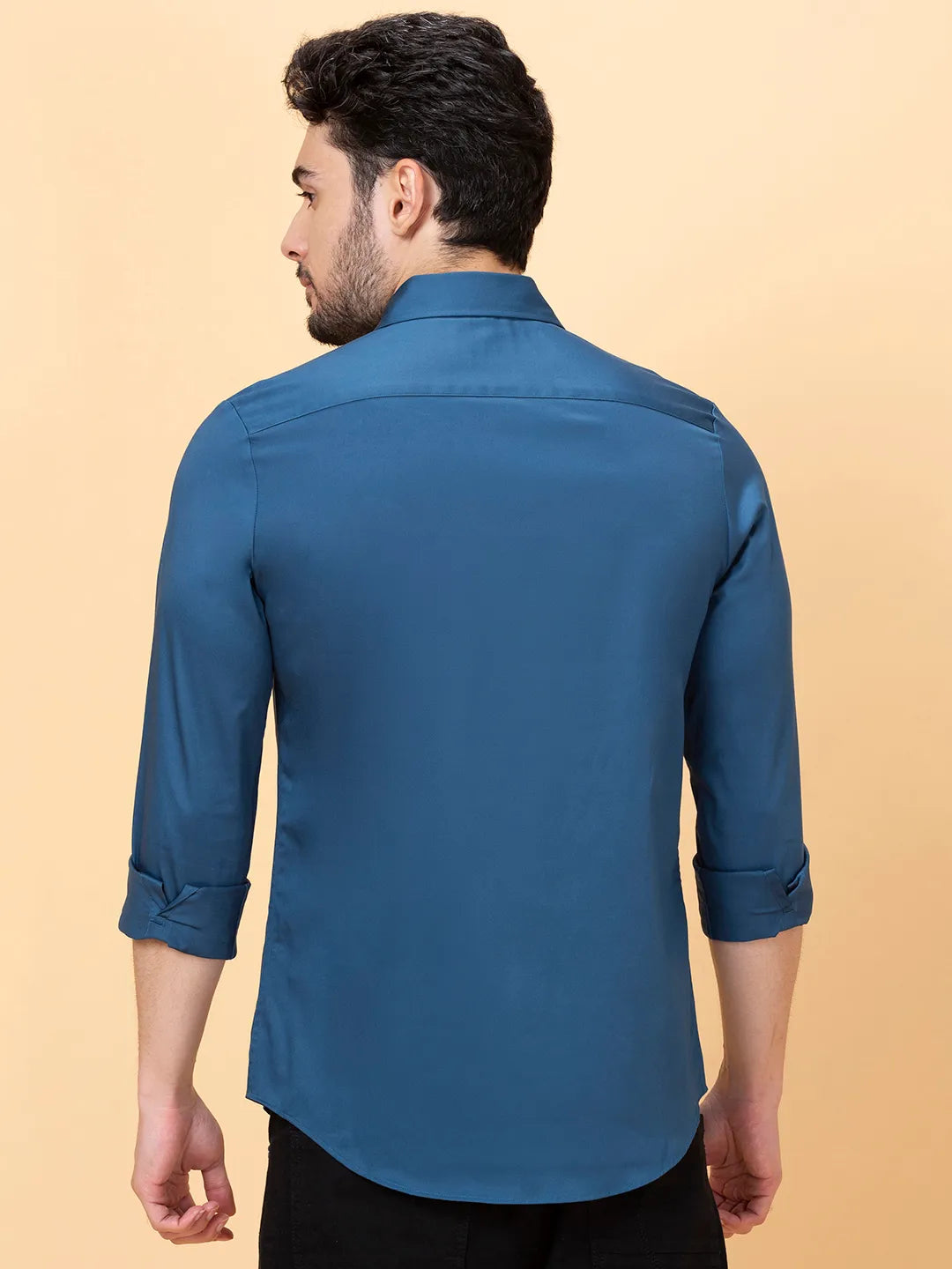 Midnight Blue Slim Fit Regular Collar Mens' Shirt by Being Human Clothing