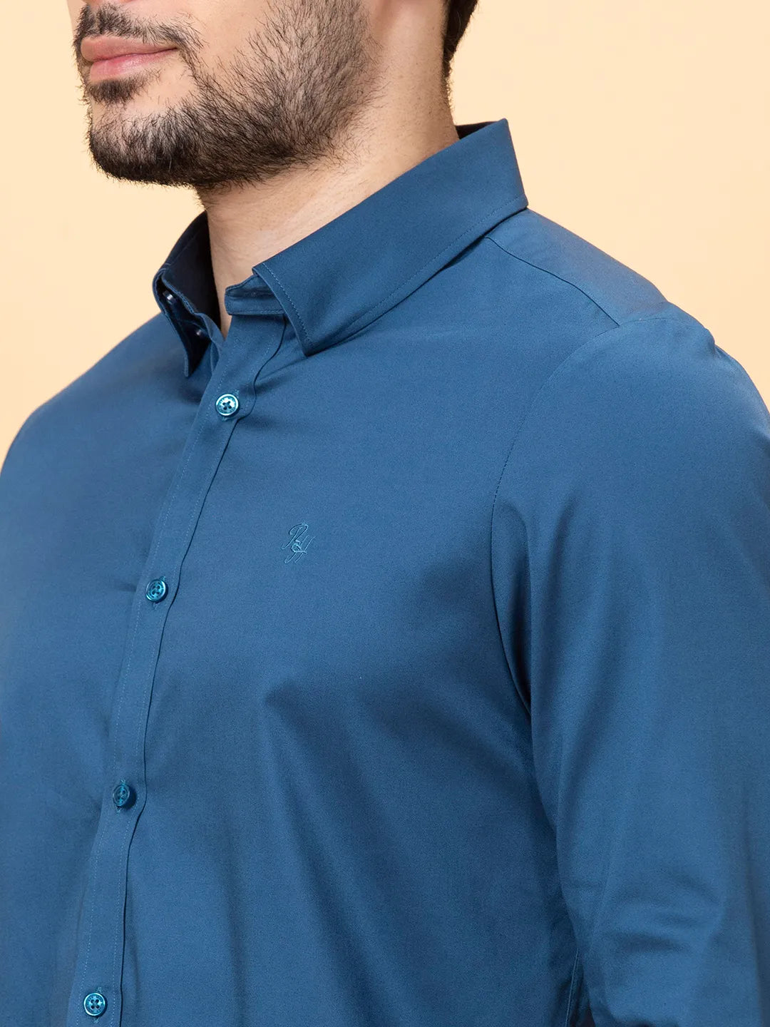 Midnight Blue Slim Fit Regular Collar Mens' Shirt by Being Human Clothing