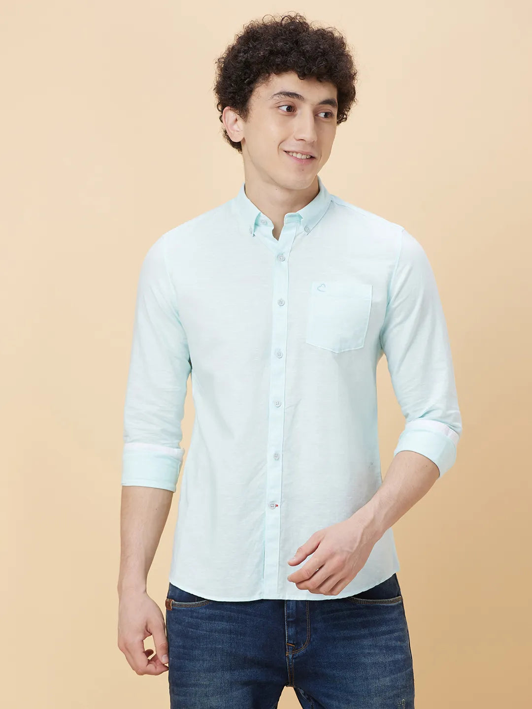 Mint Slim Fit Regular Collar Men's Shirt by Being Human Clothing