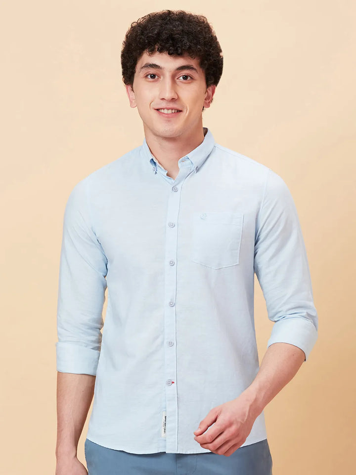 Sky Slim Fit Regular Collar Men's Shirt by Being Human Clothing