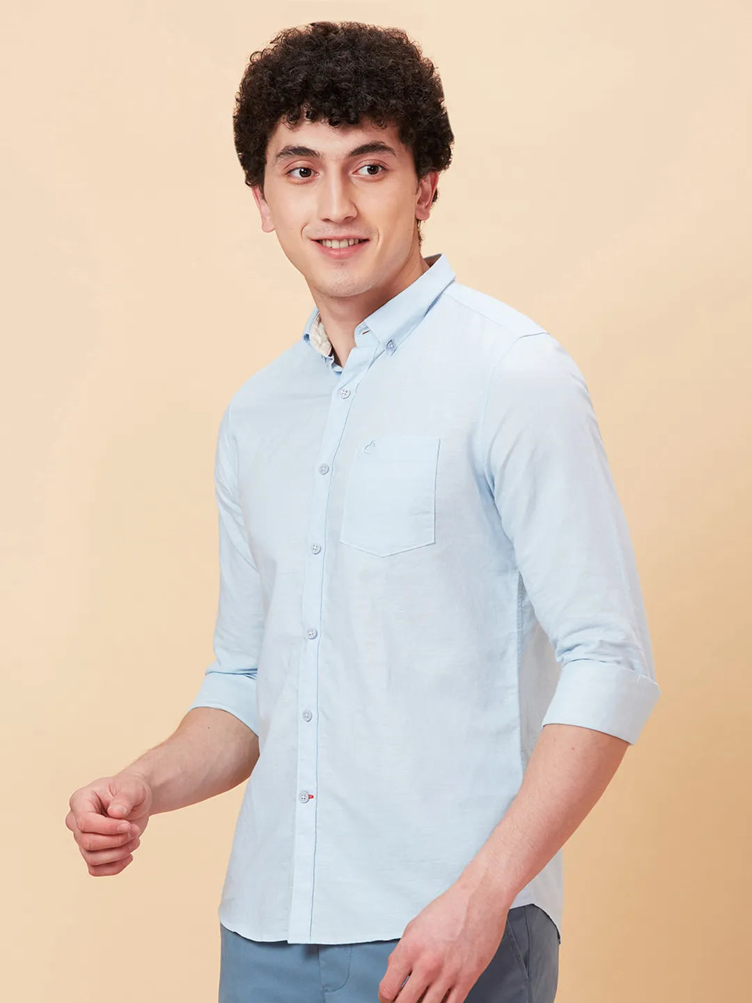 Sky Slim Fit Regular Collar Men's Shirt by Being Human Clothing