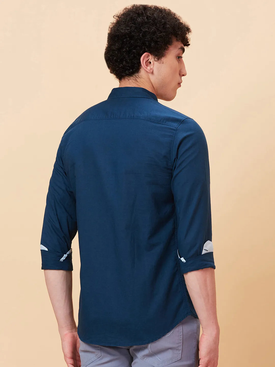 Teal Slim Fit Regular Collar Men's Shirt by Being Human Clothing