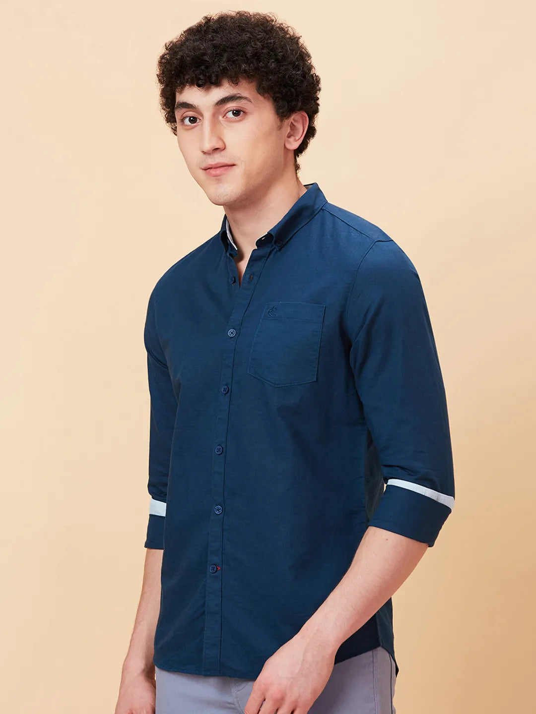 Teal Slim Fit Regular Collar Men's Shirt by Being Human Clothing