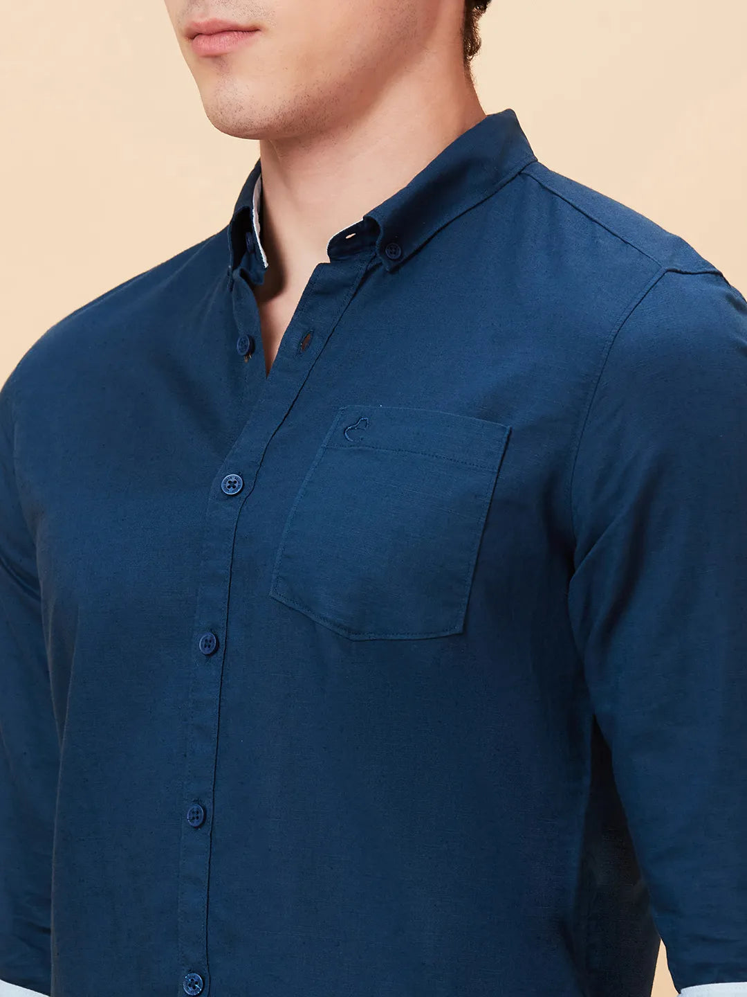 Teal Slim Fit Regular Collar Men's Shirt by Being Human Clothing
