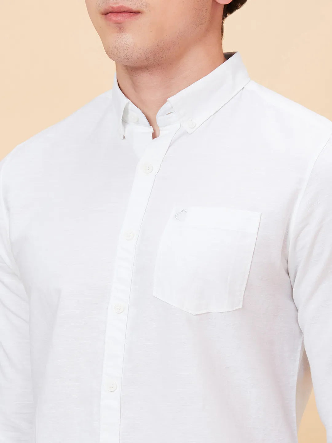 White Slim Fit Regular Collar Men's Shirt by Being Human Clothing