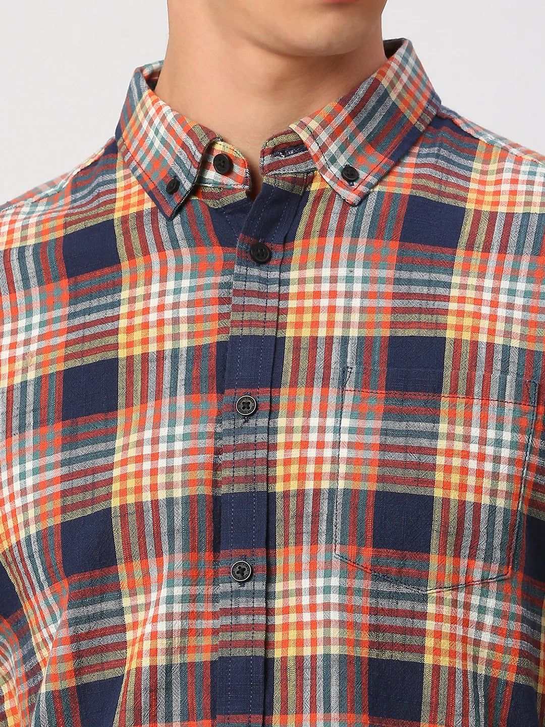 Navy Slim Fit Regular Collar Men's Shirt by Being Human Clothing