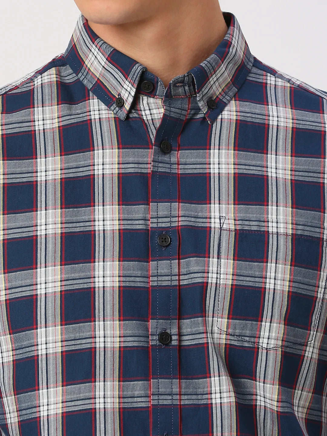 Navy Slim Fit Regular Collar Men's Shirt by Being Human Clothing