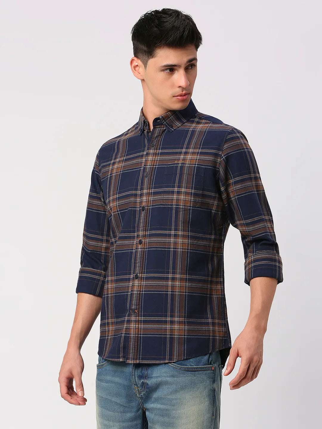 Navy  Slim Fit Regular Collar Mens' Shirt by Being Human Clothing