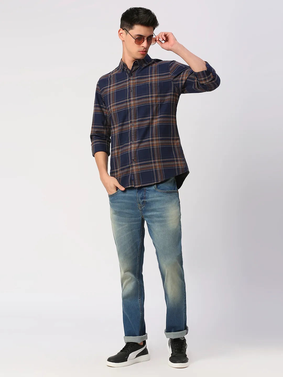 Navy  Slim Fit Regular Collar Mens' Shirt by Being Human Clothing