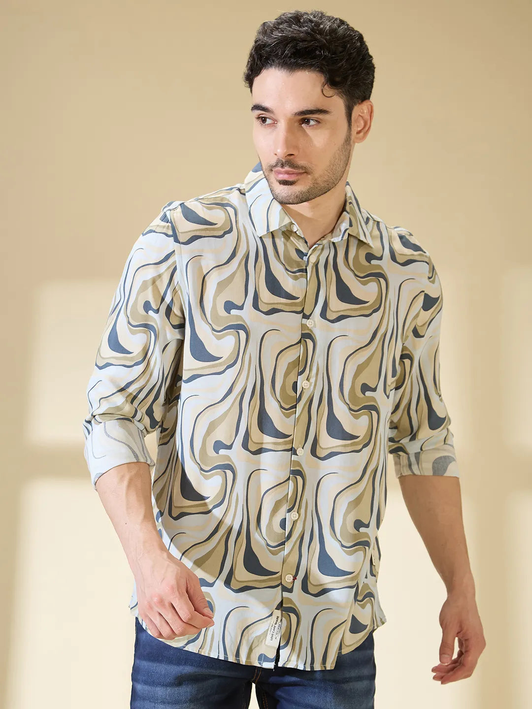 Blue Regular Fit Regular Collar Mens' Shirt by Being Human Clothing