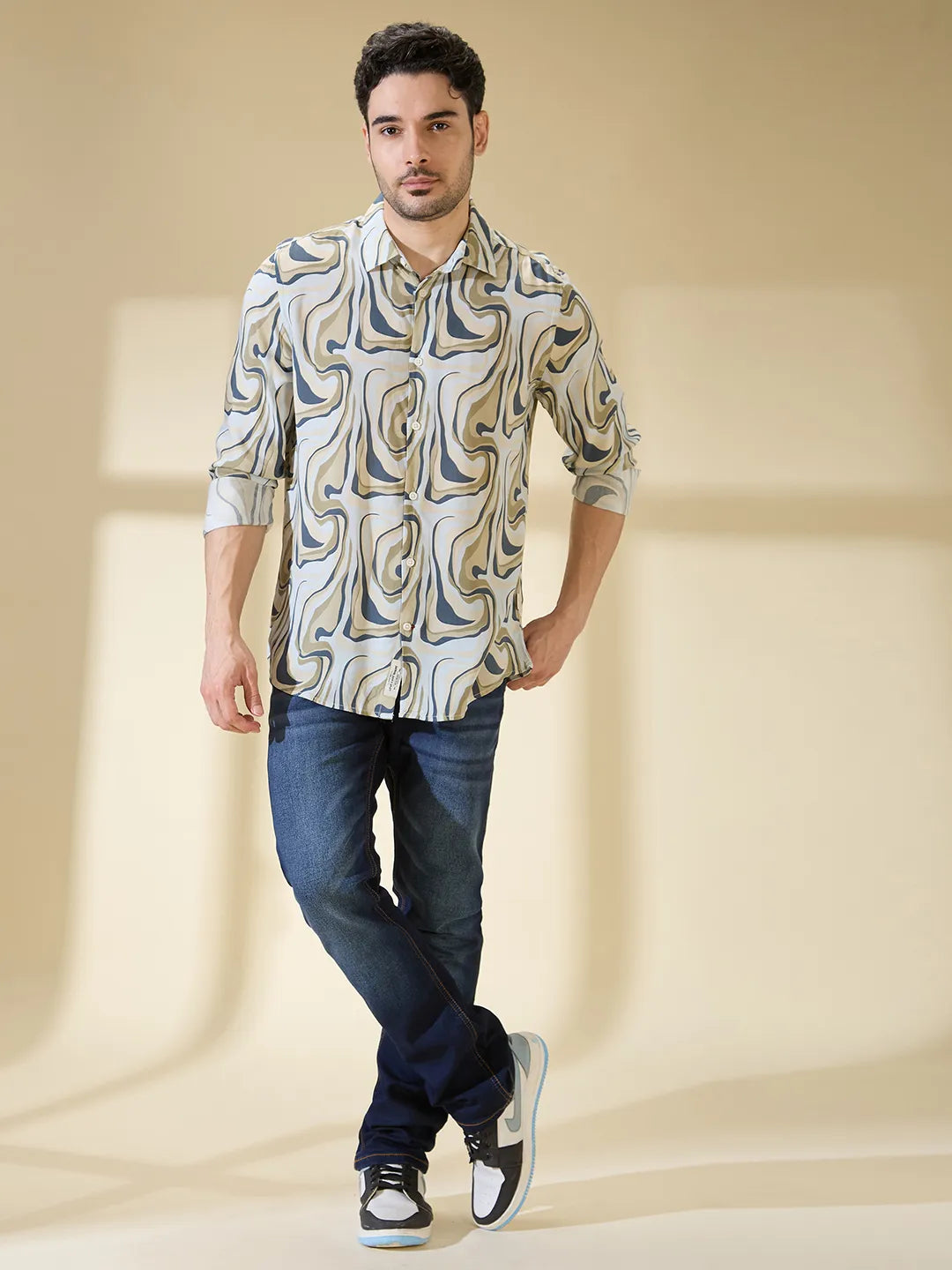 Blue Regular Fit Regular Collar Mens' Shirt by Being Human Clothing