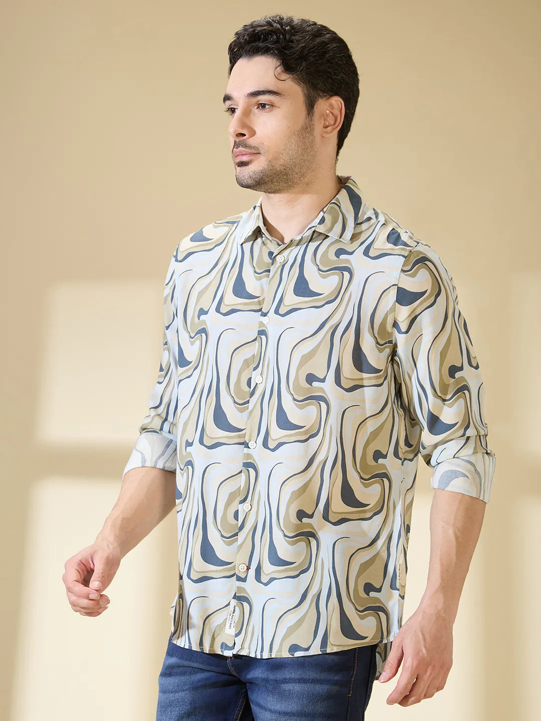 Blue Regular Fit Regular Collar Mens' Shirt by Being Human Clothing