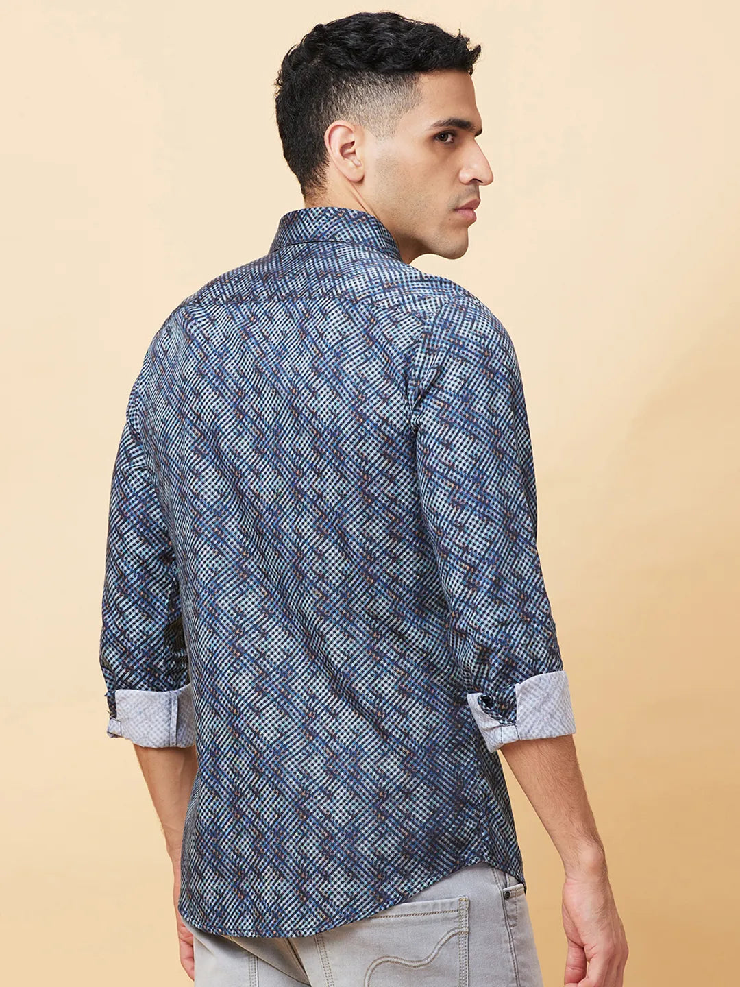 Navy Slim Fit Regular Collar Mens' Shirt by Being Human Clothing