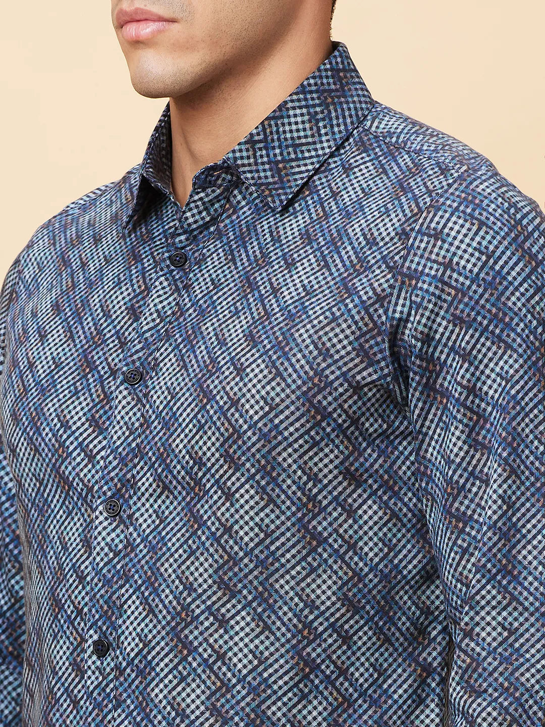 Navy Slim Fit Regular Collar Mens' Shirt by Being Human Clothing