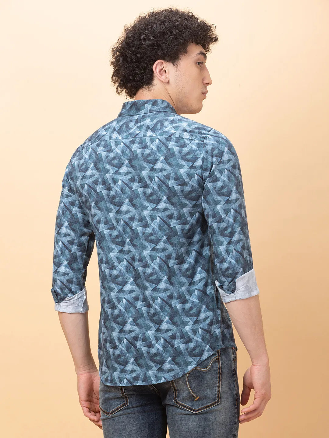 Blue Slim Fit Regular Collar Mens' Shirt by Being Human Clothing